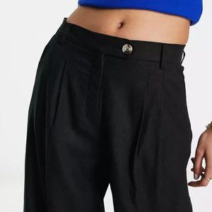Bershka High Waisted Wide Leg Linen Pants